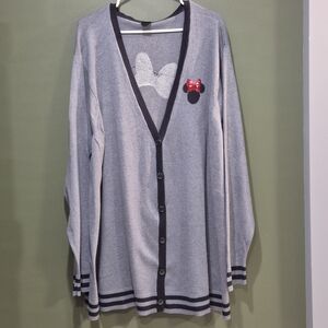Disney Gray Cardigan with Black Accents and Red Bow